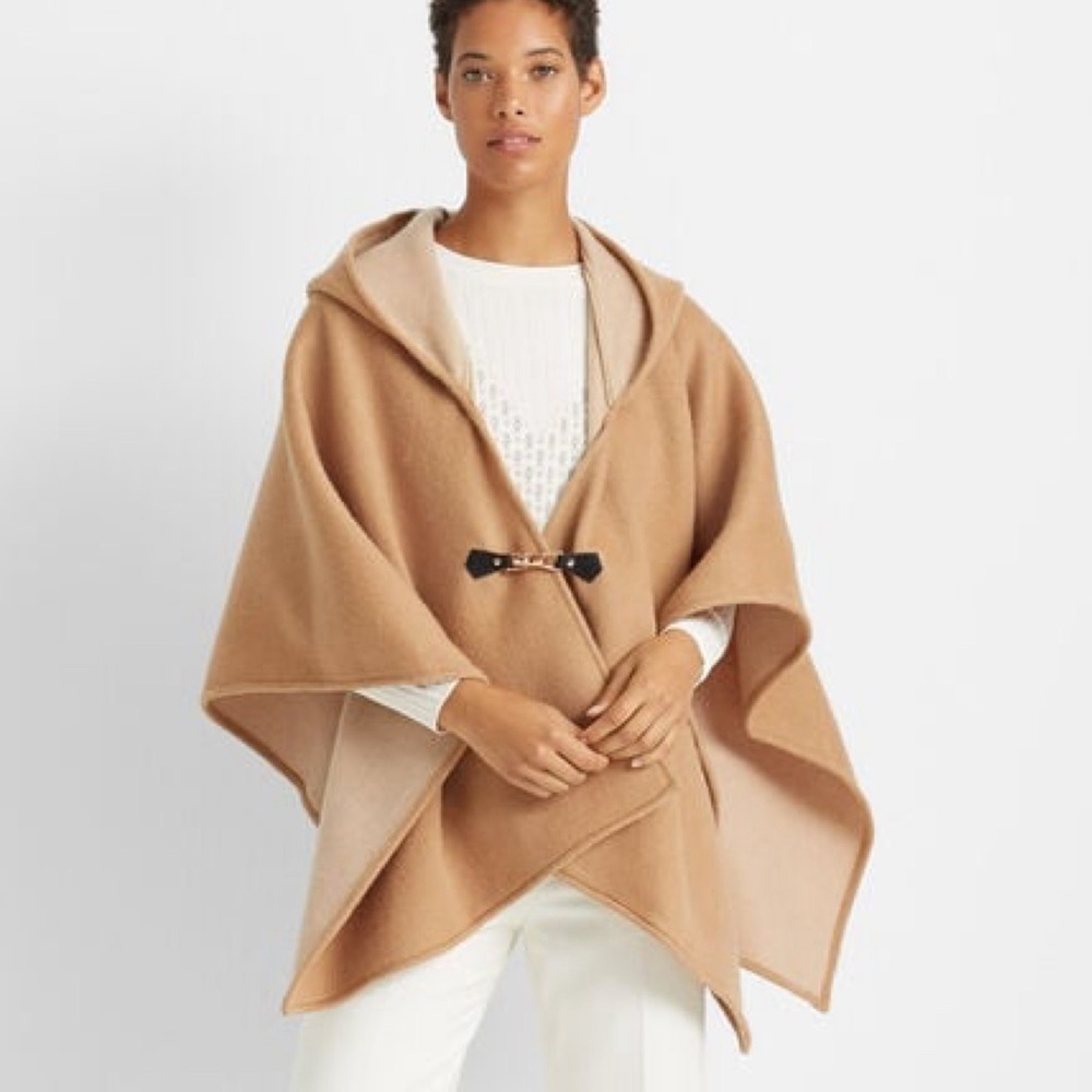 Club Monaco • Hooded Wool Blend Cape in Camel
